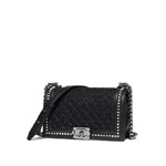 boy chanel bag tweed calf imitation pearls ruthenium A67086 Y83826 K1035