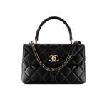 Chanel Flap bag with top handle lambskin light gold metal black A92236 Y60767 94305