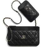 Chanel Lambskin Black Clutch with Chain AP1193 B02792 94305