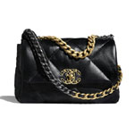 Ruthenium Finish Metal Black Chanel 19 Flap Bag AS1160 B04852 94305