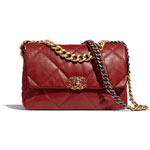 Goatskin Red Chanel 19 Large Flap Bag AS1161 B02511 N5952