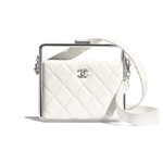 Chanel Silver Tone White Clutch AS1732 B03004 10601