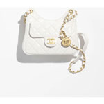 Chanel Shiny crumpled calf White Small Hobo Bag AS3710 B09746 10601