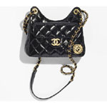 Chanel Shiny crumpled calfskin gold Black Small Hobo AS3710 B09746 94305