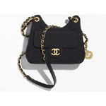 Chanel Wool jersey gold Black Small Hobo Bag AS3710 B09748 94305