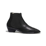 Chanel Goatskin Grosgrain Black Ankle Boots G35148 Y53943 94305