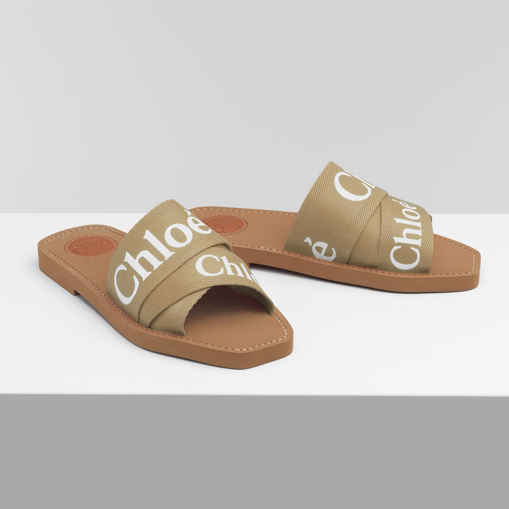 Chloe Woody Flat Mule In Canvas CHC19U18808275: Image 1