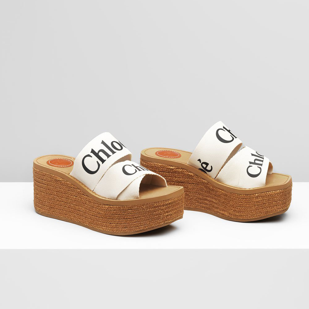 Chloe Woody Wedge Mule In Canvas CHC21U44908101: Image 1