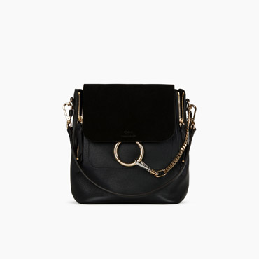 Chloe Medium Faye backpack in black calfskin with removable straps 3S1192-HEU-001