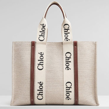 Chloe Large Woody Tote Bag In Cotton Canvas CHC21US382E6690U