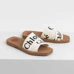 Chloe Woody Flat Mule In Canvas CHC19U18808101