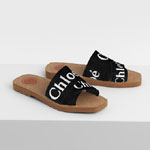 Chloe Woody Flat Mule In Canvas CHC19U18808001