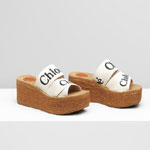 Chloe Woody Wedge Mule In Canvas CHC21U44908101