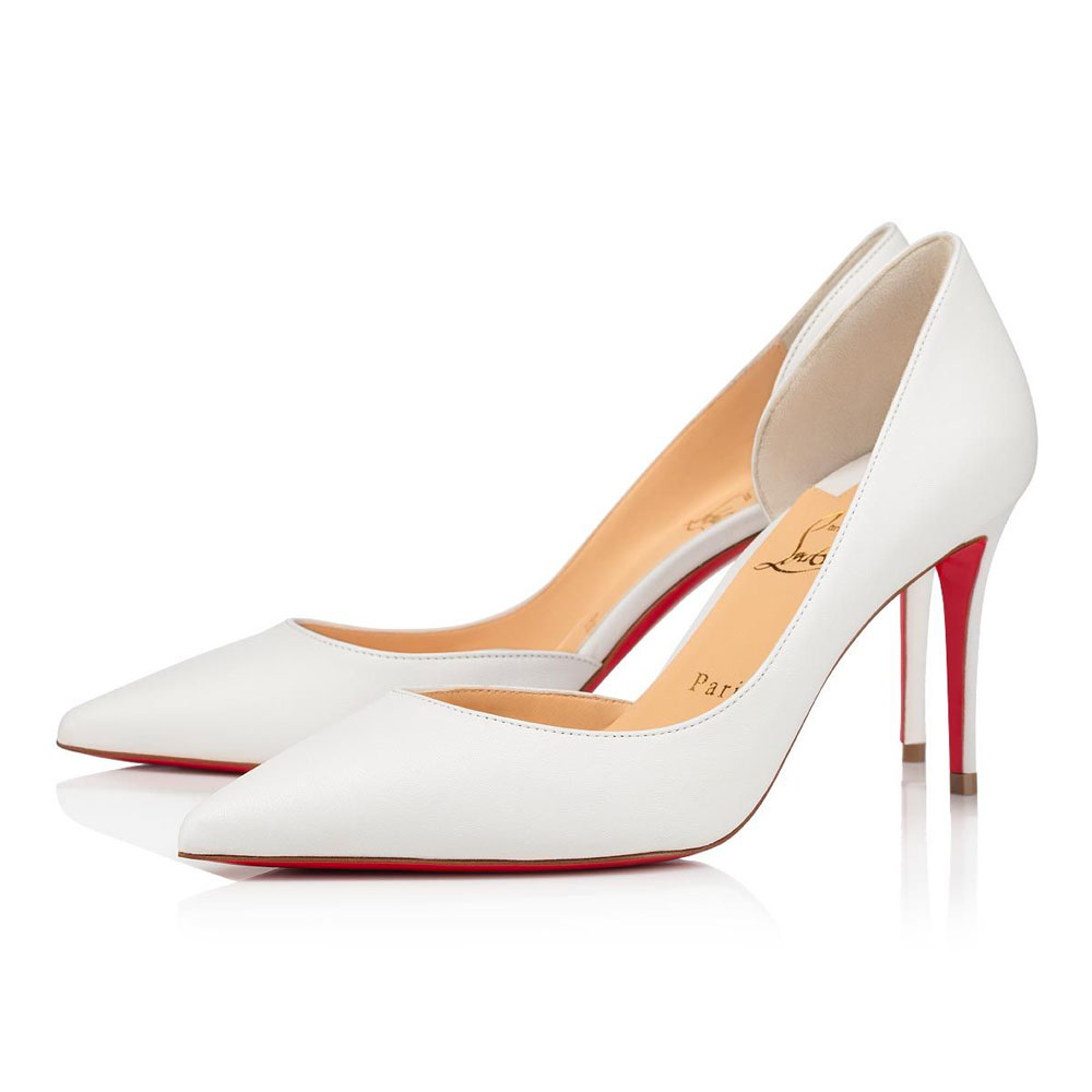 Christian Louboutin Iriza 85 Bianco Leather Pumps 1210648W222: Image 1