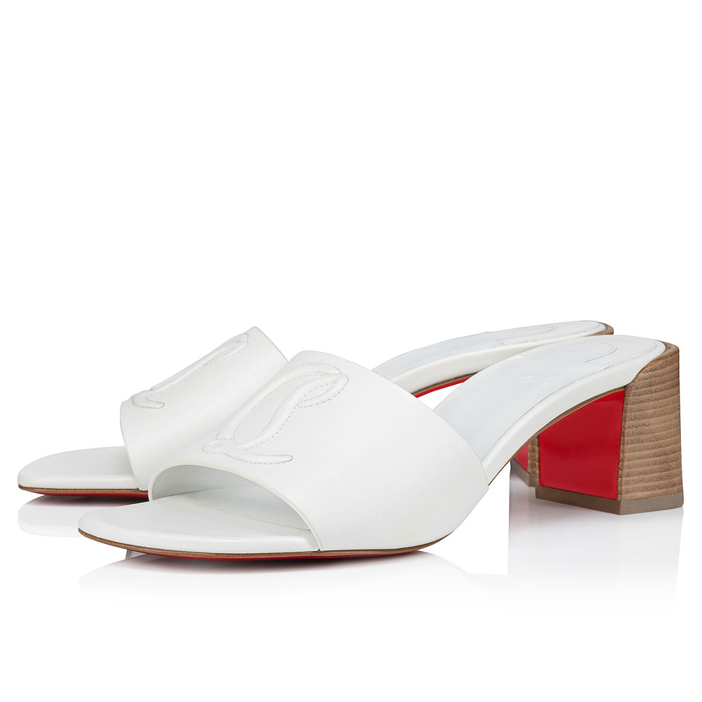 Christian Louboutin So CL Mule 55mm Mules Nappa and linen Bianco 1240267W302: Image 1