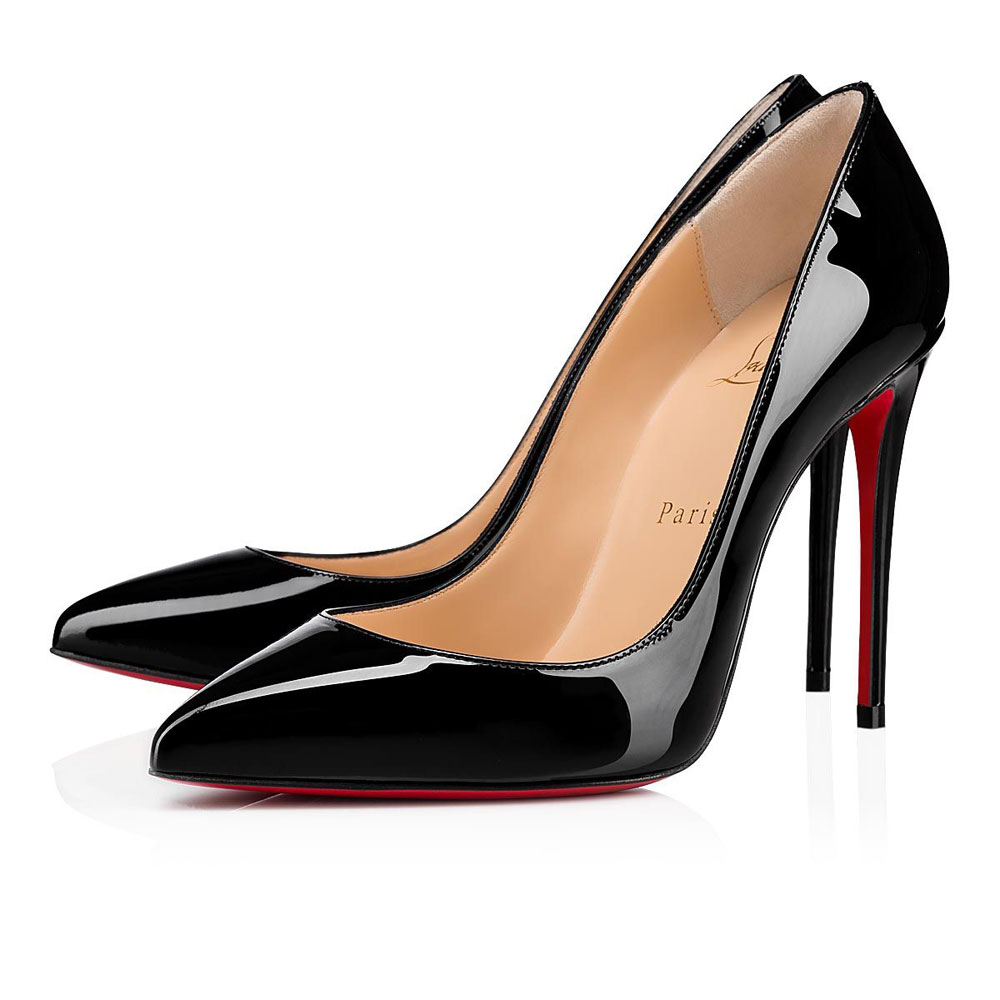 Christian Louboutin Pigalle Follies 100 Black Patent Pumps 3140495BK01: Image 1