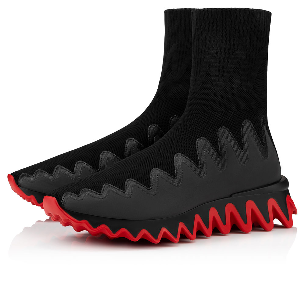 Christian Louboutin Sharky Sock man Sneakers Mesh Black 3221229BK01: Image 1