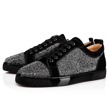 Christian Louboutin Louis Junior St 000 Black Strass Sneaker 1180550BK01