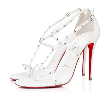 Christian Louboutin Riojana Spikes 100mm White Leather Pumps 1220801W302