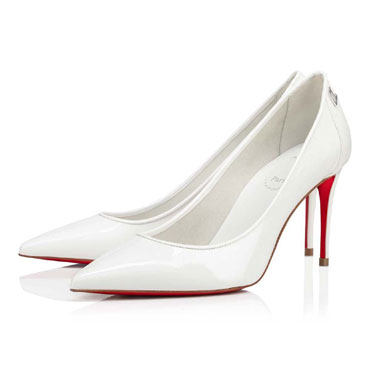 Christian Louboutin Sporty Kate 85mm White Patent Calf Pumps 1221056W302