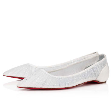 Christian Louboutin Kate Draperia White Net Ballerina 1221082T141