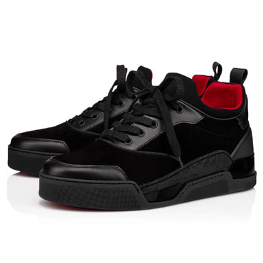 Christian Louboutin Aurelien 000 Black Veau Velours Sneaker 3170921BK01