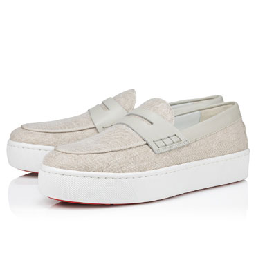 Christian Louboutin Paqueboat Boat shoes Linen Country calf Albatre 3230827F465