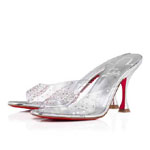 Christian Louboutin Degramule Strass 85mm Mules PVC specchio Silver 3220417CN1H