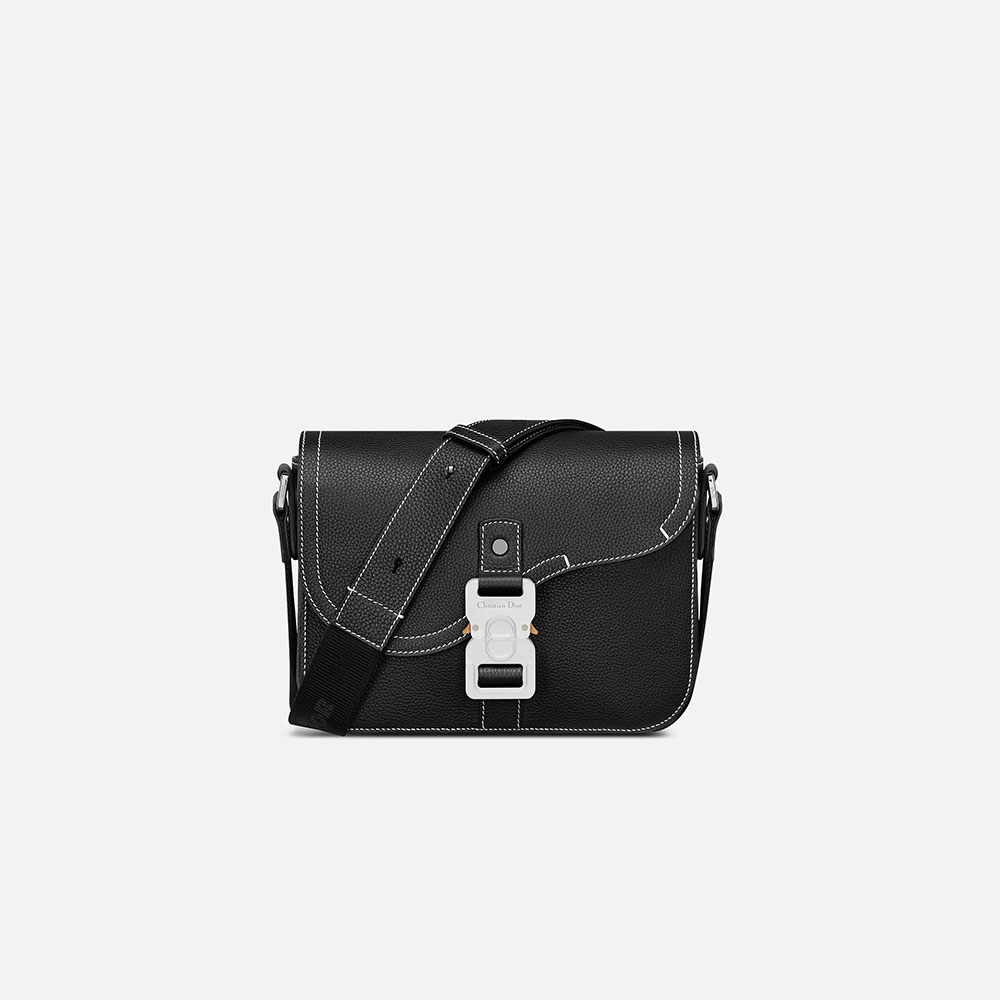 Dior Mini Saddle Bag with Strap Black Grained Calfskin 1ADPO049YKK H00N: Image 1