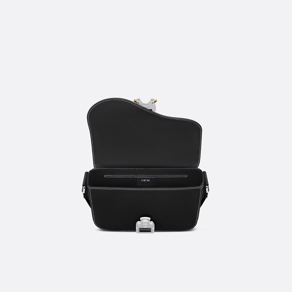 Dior Mini Saddle Bag with Strap Black Grained Calfskin 1ADPO049YKK H00N: Image 3