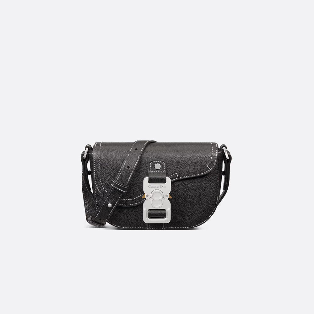 Dior Saddle Pouch with Strap Black Grained Calfskin 2ADCA435YKK H00N: Image 1