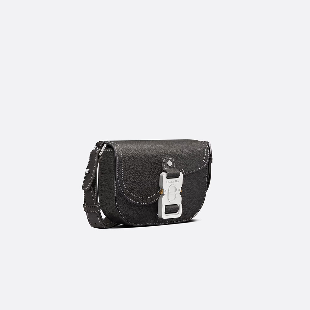 Dior Saddle Pouch with Strap Black Grained Calfskin 2ADCA435YKK H00N: Image 2