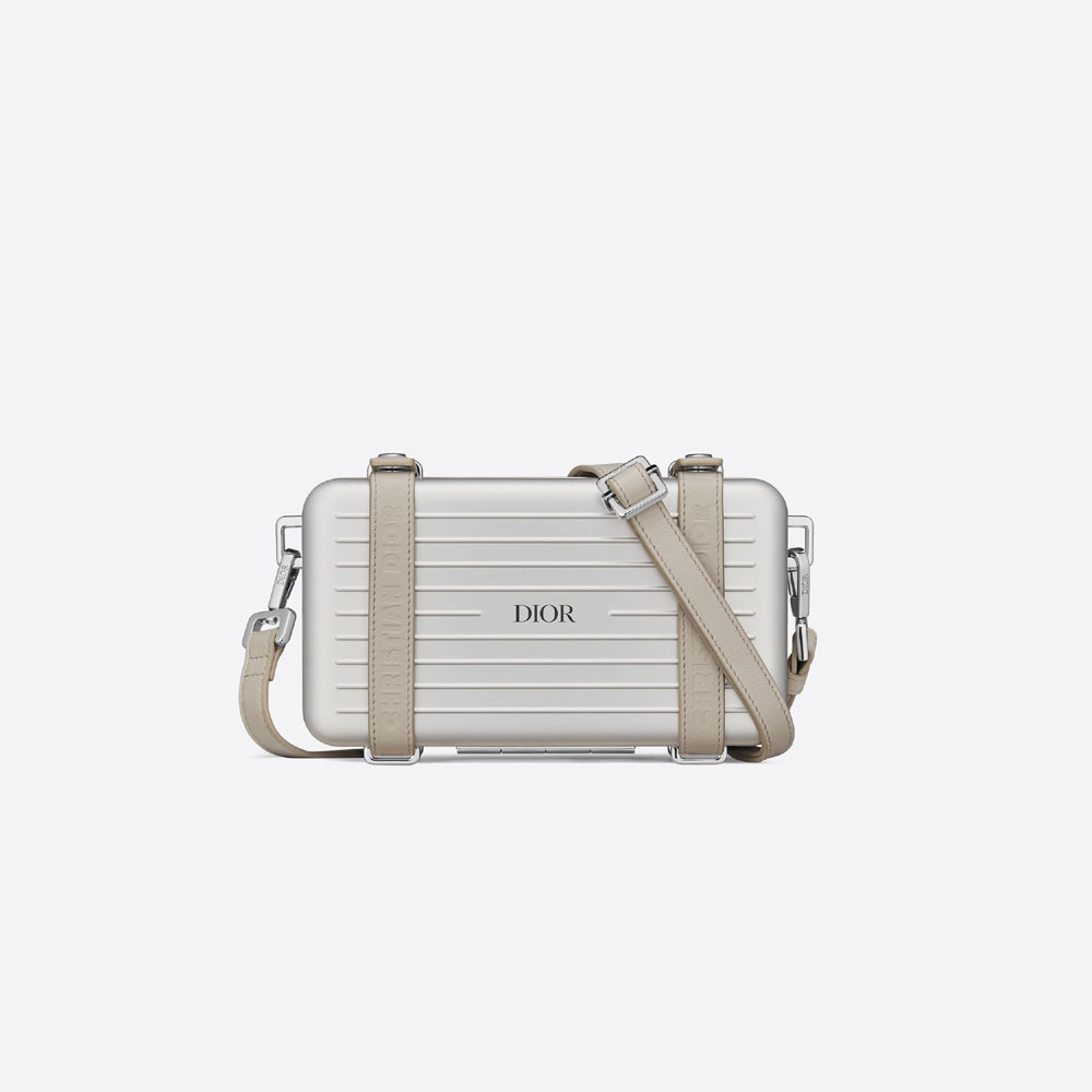 Dior And Rimowa Personal Pouch Gray Aluminum Calfskin 2DRCA295YWT H31E: Image 1