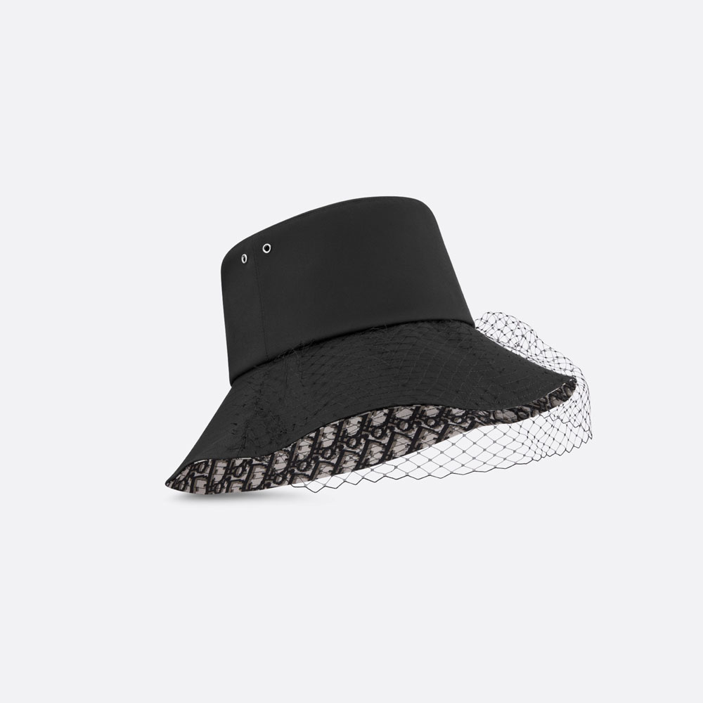 Dior Teddy-D Large Brim Bucket Hat with Veil 95TDD924G130 C900: Image 1