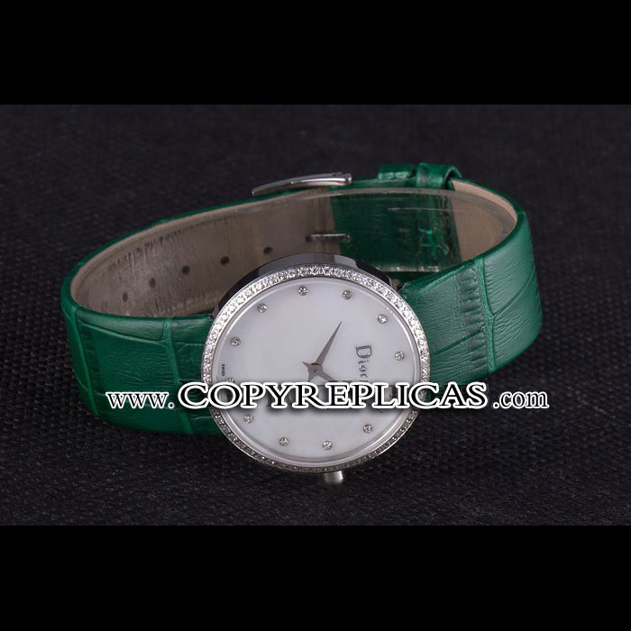 La D de Dior Green Leather Strap with White Dial DIOR6170: Image 2