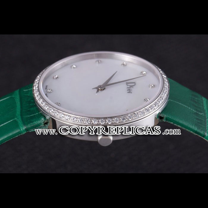 La D de Dior Green Leather Strap with White Dial DIOR6170: Image 3