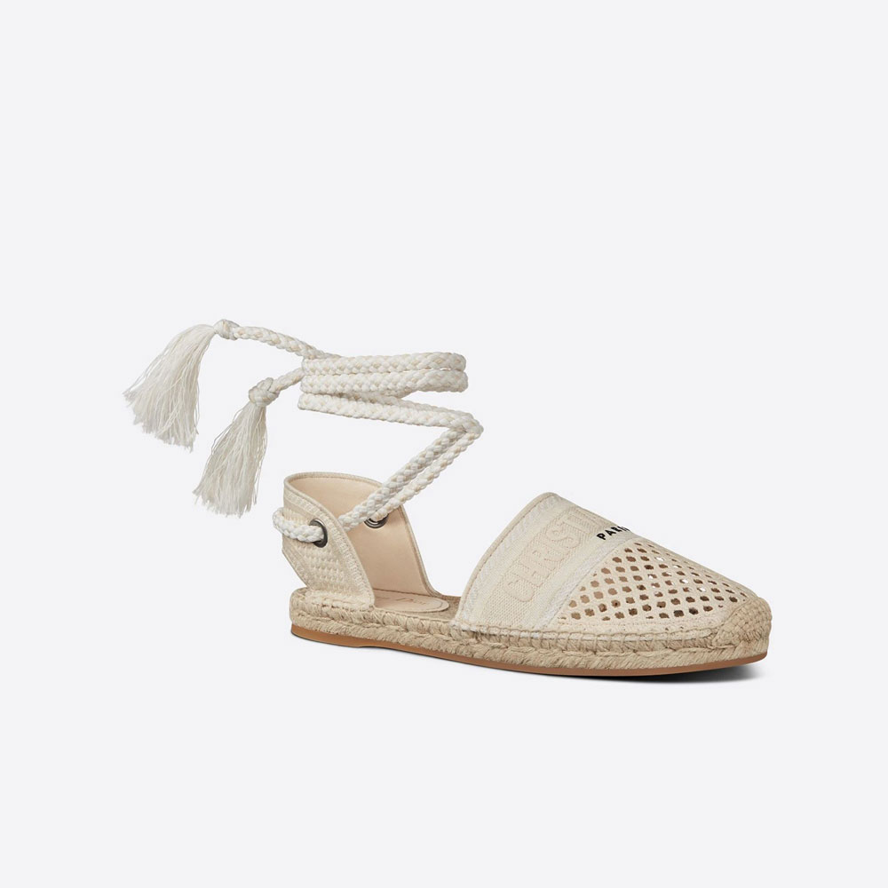 Dior Granville Espadrille with Laces Cream Mesh Embroidery KCB595EMR S33U: Image 1