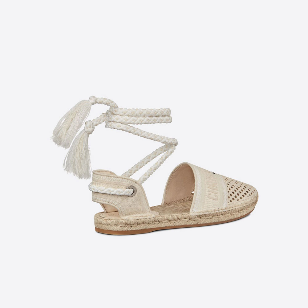 Dior Granville Espadrille with Laces Cream Mesh Embroidery KCB595EMR S33U: Image 2