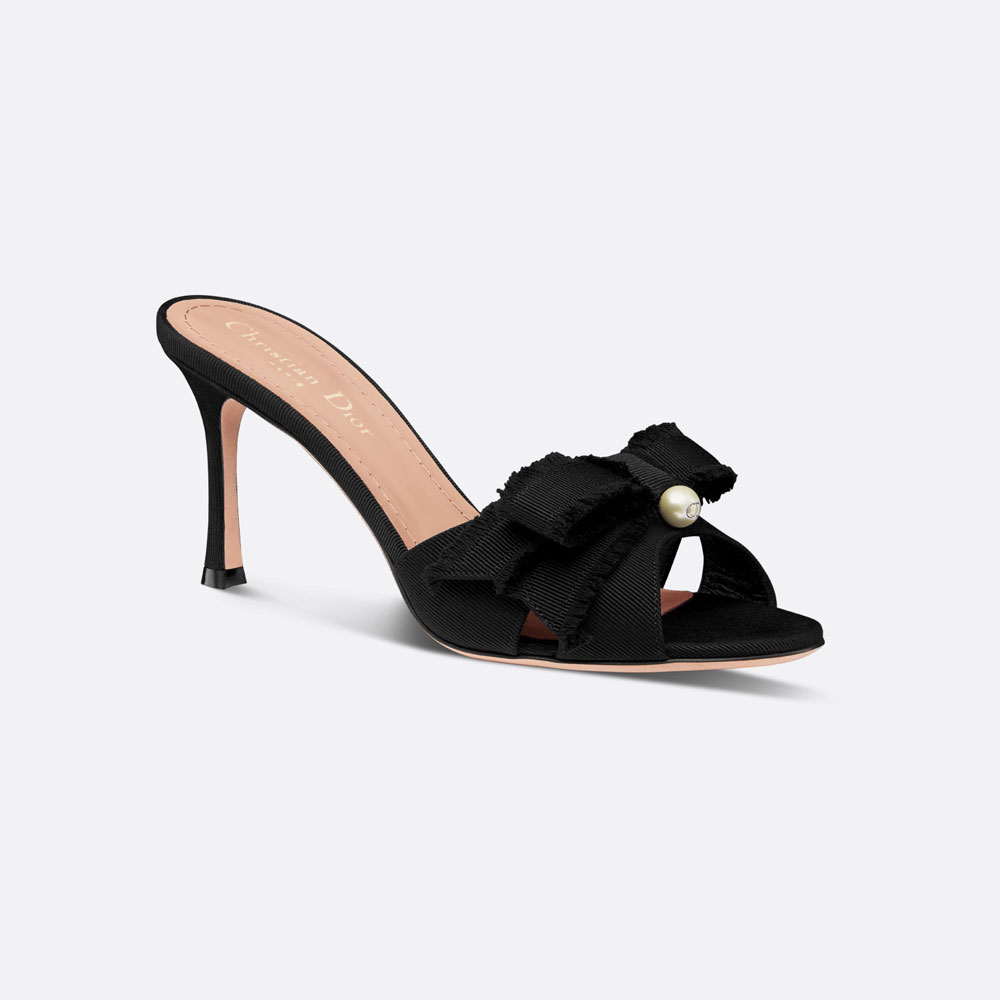 Dior Adiorable Heeled Slide Black Fringed Grosgrain KCO089GGN S900: Image 1