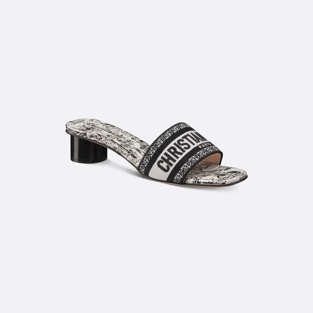 Dior Dway Heeled Slide Cotton Embroidered KCQ902PSG S19W: Image 1