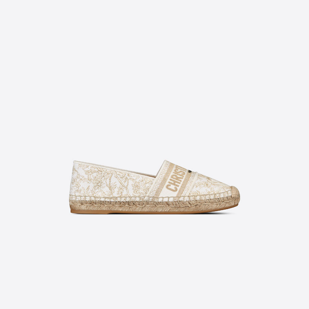 Dior Granville Espadrille Gold Cotton Embroidered KDB585JHL S67W: Image 1