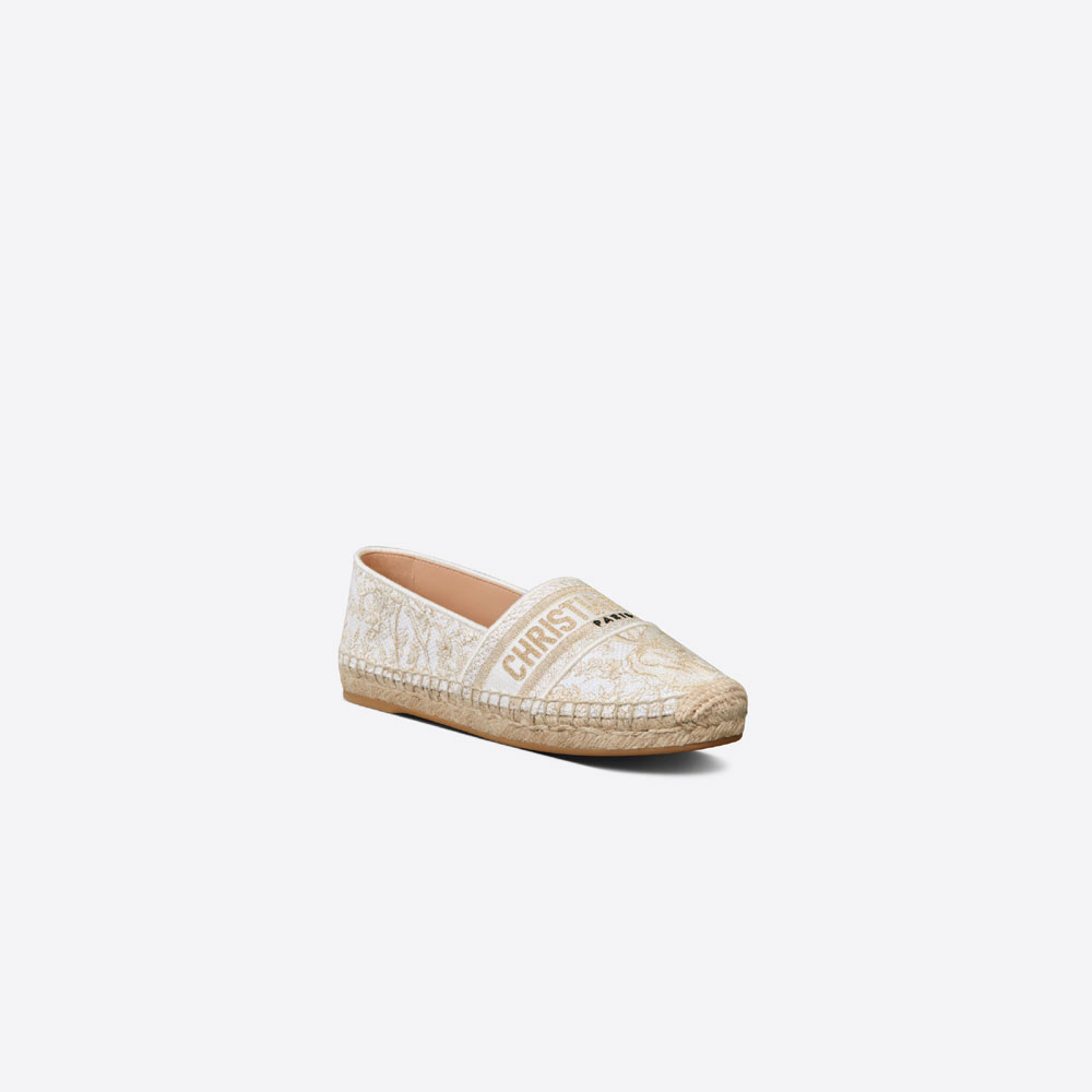 Dior Granville Espadrille Gold Cotton Embroidered KDB585JHL S67W: Image 2