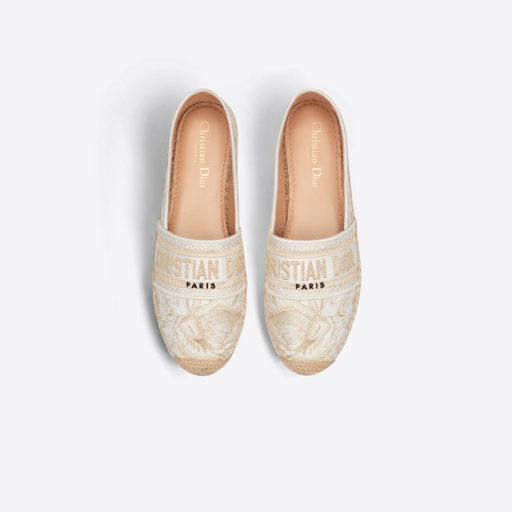 Dior Granville Espadrille Gold Cotton Embroidered KDB585JHL S67W: Image 3