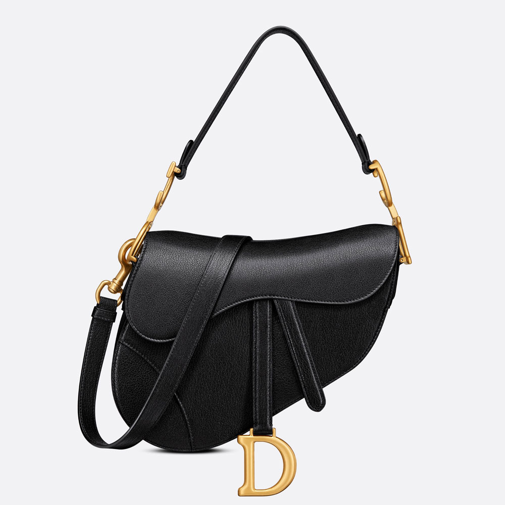 Dior Saddle Bag with Strap Black Goatskin M0455CCEH M900: Image 1