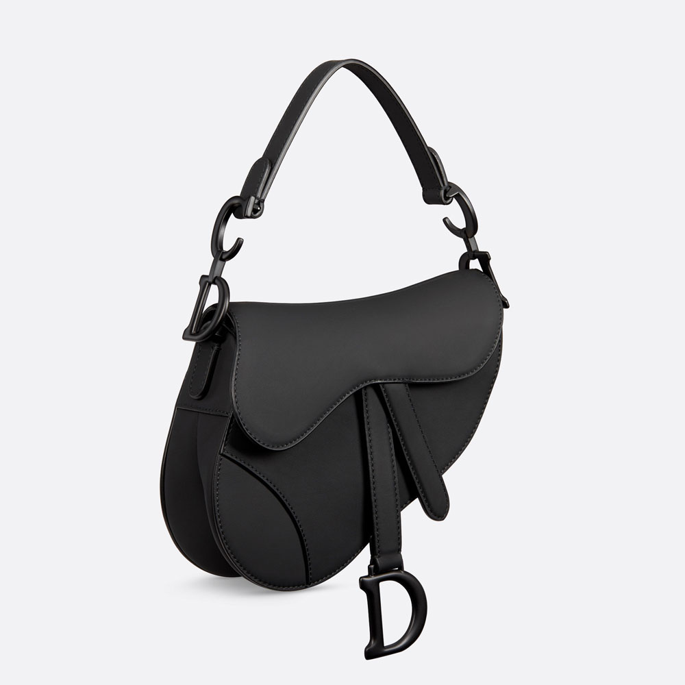 Dior Mini Saddle Bag with Strap Black Ultramatte Calfskin M0456SLLO M989: Image 2