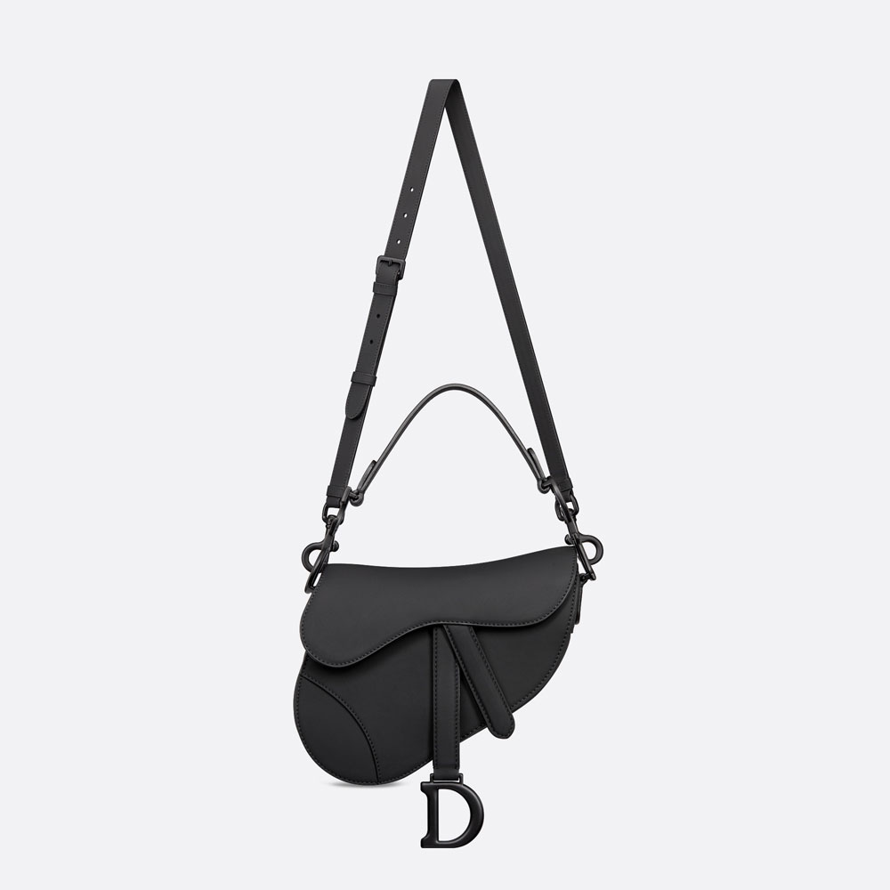 Dior Mini Saddle Bag with Strap Black Ultramatte Calfskin M0456SLLO M989: Image 3