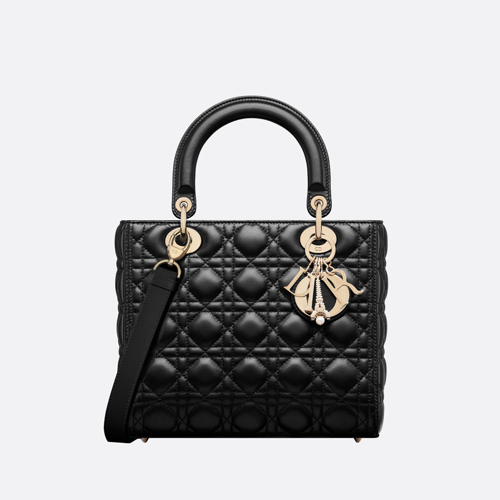 Medium Lady Dior Bag Black Cannage Lambskin M0565ONHY M900: Image 1