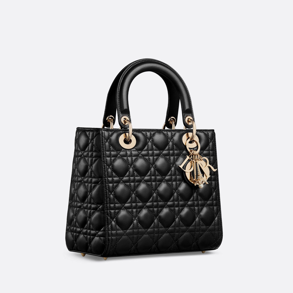 Medium Lady Dior Bag Black Cannage Lambskin M0565ONHY M900: Image 2