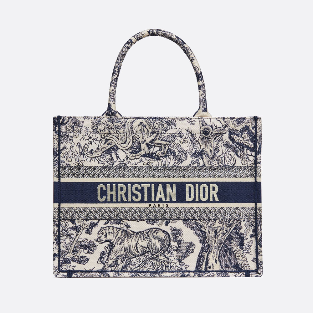 Medium Dior Book Tote Blue Embroidery M1296ZTDT M808: Image 1