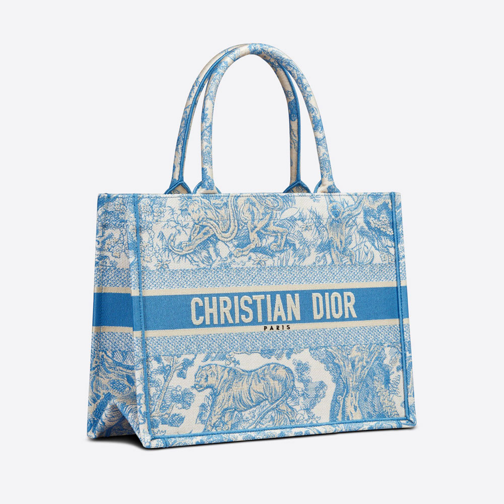 Medium Dior Book Tote Cornflower Blue Jouy Embroidery M1296ZTDT M917: Image 2